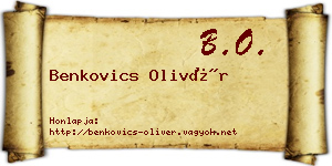 Benkovics Olivér névjegykártya