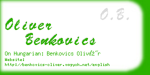 oliver benkovics business card